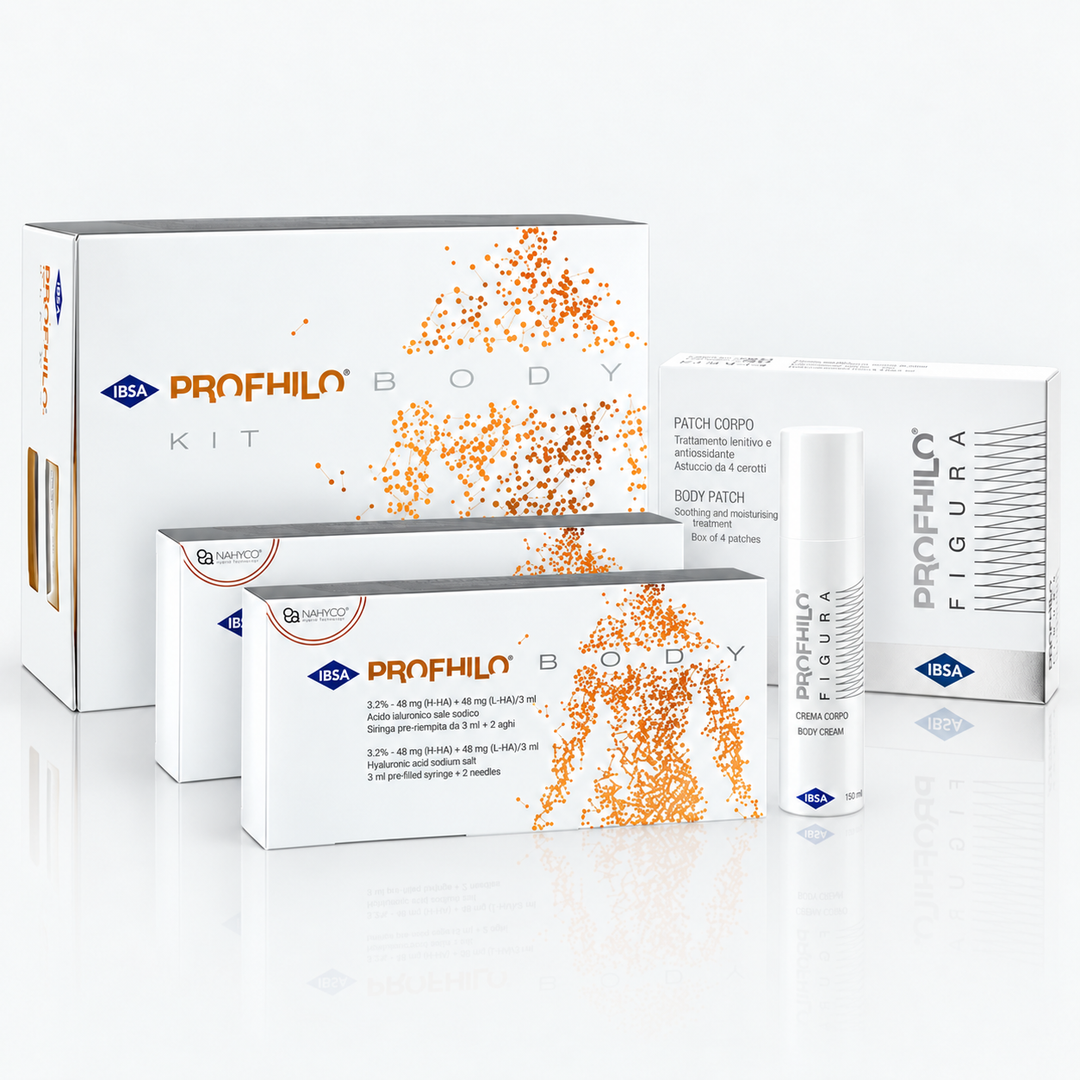 Profhilo Body Kit (2 × 3 ml syringes + 4 patches + 150 ml cream)